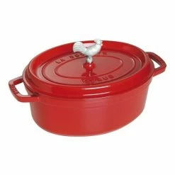 Flash Sale 🥰 Staub 5.75 Qt. Oval Coq Au Vin Cocotte/Dutch Oven | Cherry Red 😍