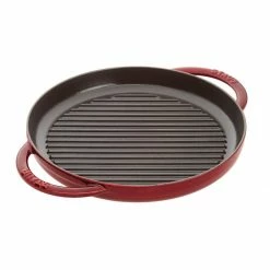 Deals ❤️ Staub 10" Round Double Handle Pure Grill | Grenadine 🎁