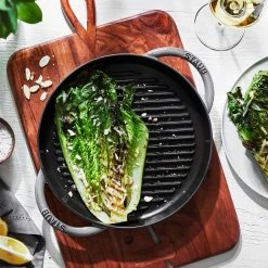 Budget 🤩 Staub 10" Cast Iron Pure Grill Pan | Graphite Grey 🔔 -Le Creuset Shop 1203018 ls 02