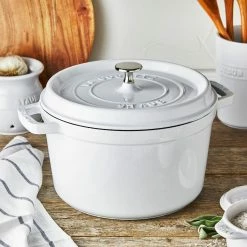 Promo 🎉 Staub 5 Qt Tall Cocotte | White 🔔 -Le Creuset Shop 12502402 ls 01