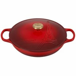 Cheapest 🧨 Le Creuset 3.5Qt Signature Braiser Eiffel Tower Collection | Cerise 🛒