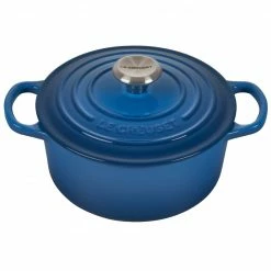 Cheap 🤩 Le Creuset 2 Qt. Round Signature Cast Iron Dutch Oven With Stainless Steel Knob | Marseille Blue 👏