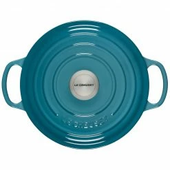 Discount 👏 Le Creuset 4.5 Qt. Round Signature Dutch Oven With Stainless Steel Knob | Caribbean Blue ✔️ -Le Creuset Shop 2417ss c