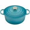 Brand new ⌛ Le Creuset 5.5 Qt. Round Signature Cast Iron Dutch Oven With Stainless Steel Knob | Caribbean Blue 🔔