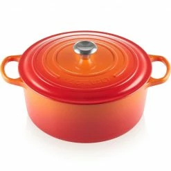 Deals 🤩 Le Creuset 9 Qt. Round Signature Dutch Oven With Stainless Steel Knob | Flame Orange 🛒