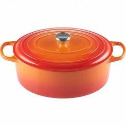 Cheap 😉 Le Creuset 9.5 Qt. Oval Signature Dutch Oven With Stainless Steel Knob | Flame Orange ⌛