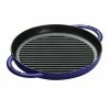 Promo 👍 Staub 10" Round Double Handle Pure Grill | Dark Blue 👏 -Le Creuset Shop 61scozcausl. ac sl1000