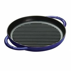 Promo 👍 Staub 10" Round Double Handle Pure Grill | Dark Blue 👏