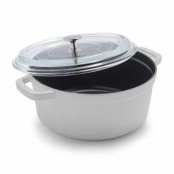 Deals ❤️ Staub 4 Qt. Round Cocotte/Dutch Oven With Glass Lid | White 🔥