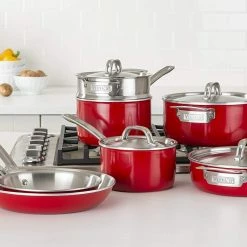 Brand new 🎁 Viking Multi Ply Stainless 11-Piece Cookware Set | Red 🛒 -Le Creuset Shop 71naetgbrkl. ac sl1500