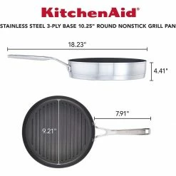 Top 10 😀 KitchenAid Non-Electrics KitchenAid 10.25" Stainless Steel 3-Ply Round Grill Pan | Nonstick 🤩 -Le Creuset Shop 81m0kh9yjrl. ac sl1500