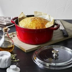 New 🎉 Staub 4 Qt. Round Cocotte/Dutch Oven With Glass Lid | Cherry Red 😍 -Le Creuset Shop 81umcntdqxl. ac sl1500