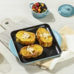 Flash Sale 😉 Le Creuset 9.5" Square Signature Enameled Cast Iron Griddle Pan | Caribbean Blue 🥰 -Le Creuset Shop cargriddle5