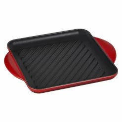 Deals 🎉 Le Creuset 9.5" Square Signature Enameled Cast Iron Grill Pan | Cerise/Cherry Red 🎁