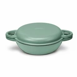 Discount 🔔 Cuisinart Chef's Classic Enameled Cast Iron 2-in-1 Multipurpose Set | Sage Green 😀 -Le Creuset Shop ci5528 2sg lidon