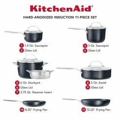Buy ✔️ KitchenAid Non-Electrics KitchenAid Hard Anodized Induction Cookware Set | 11-Piece ⭐ 15 Buy ✔️ KitchenAid Non-Electrics KitchenAid Hard Anodized Induction Cookware Set | 11-Piece ⭐ -Le Creuset Shop dimensions 1