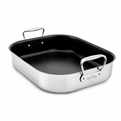 Deals 😉 All-Clad Nonstick Roaster With Rack | Large - 16" X 13" 🎉 -Le Creuset Shop e751s264 non stick roasting pan with rack 16 x 13 all clad 1