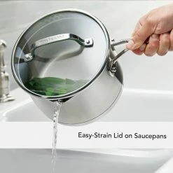 Outlet 🧨 KitchenAid Non-Electrics KitchenAid Stainless Steel 3-Ply Cookware Set | 11-Piece ❤️ -Le Creuset Shop easystrainlid