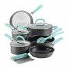 New 🔔 Rachael Ray 11-Piece Hard Anodized Cookware Set | Light Blue 🎉 -Le Creuset Shop hardblue1