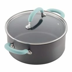 New 🔔 Rachael Ray 11-Piece Hard Anodized Cookware Set | Light Blue 🎉 -Le Creuset Shop hardblue6