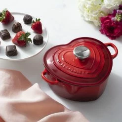 Flash Sale ✨ Le Creuset 2 Qt. Heart Cocotte With Stainless Steel Knob | Cerise/Cherry Red 💯 -Le Creuset Shop heaertcocotte