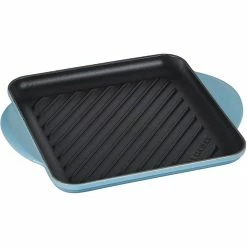 Buy ⭐ Le Creuset 9.5" Square Signature Enameled Cast Iron Grill Pan | Caribbean Blue 🔔
