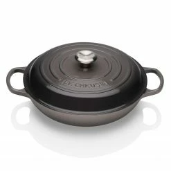 Flash Sale ✨ Le Creuset 2.25 Qt. Signature Enameled Cast Iron Braiser With Stainless Steel Knob | Oyster Grey 🔥