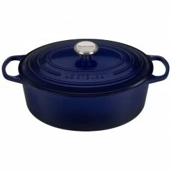 Deals 🌟 Le Creuset 6.75 Qt. Oval Signature Dutch Oven With Stainless Steel Knob | Indigo Blue ⌛