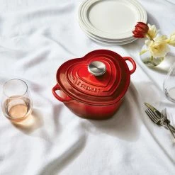 Flash Sale ✨ Le Creuset 2 Qt. Heart Cocotte With Stainless Steel Knob | Cerise/Cherry Red 💯 -Le Creuset Shop lecreuset heartcocotte 0701