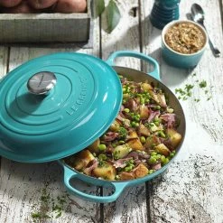 Outlet 👍 Le Creuset 2.25 Qt. Signature Enameled Cast Iron Braiser With Stainless Steel Knob | Caribbean Blue 🌟 -Le Creuset Shop lifecar1