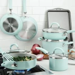 Top 10 ⌛ Rachael Ray 13-Piece Enameled Cookware Set | Light Blue Shimmer 🧨 -Le Creuset Shop lightbluecook10