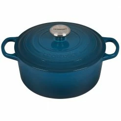 Best Pirce 😀 Le Creuset 4.5 Qt. Round Signature Dutch Oven With Stainless Steel Knob | Deep Teal 💯