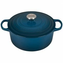 Best Sale 🎉 Le Creuset 5.5 Qt. Round Signature Cast Iron Dutch Oven With Stainless Steel Knob | Deep Teal 👏