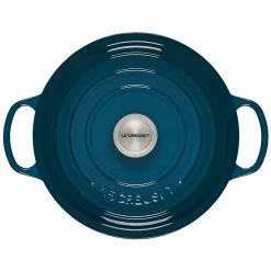 Best Sale 🎉 Le Creuset 5.5 Qt. Round Signature Cast Iron Dutch Oven With Stainless Steel Knob | Deep Teal 👏 -Le Creuset Shop ls2501 267dss 3