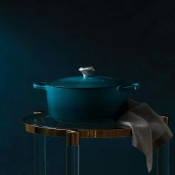 Best Sale 🎉 Le Creuset 5.5 Qt. Round Signature Cast Iron Dutch Oven With Stainless Steel Knob | Deep Teal 👏 -Le Creuset Shop ls2501 267dss 5