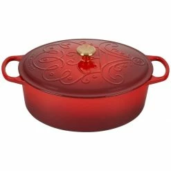 Best deal 🎁 Le Creuset 6.75 Qt. Oval Signature Dutch Oven | Noel (Cerise/Cherry Red) ✔️