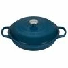 Discount 🛒 Le Creuset 3.5 Qt. Signature Braiser With Stainless Steel Knob | Deep Teal 👏 -Le Creuset Shop ls2532 307dss