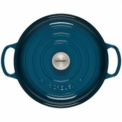 Discount 🛒 Le Creuset 3.5 Qt. Signature Braiser With Stainless Steel Knob | Deep Teal 👏 -Le Creuset Shop ls2532 307dss 3