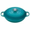 Discount ❤️ Le Creuset 5 Qt. Signature Enameled Cast Iron Braiser With Stainless Steel Knob | Caribbean Blue 👍 -Le Creuset Shop ls2532 3217ss