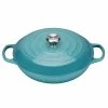 Outlet 👍 Le Creuset 2.25 Qt. Signature Enameled Cast Iron Braiser With Stainless Steel Knob | Caribbean Blue 🌟 -Le Creuset Shop main1