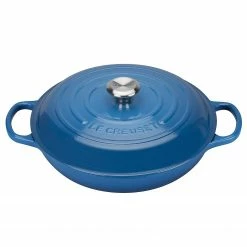 Deals 🥰 Le Creuset 2.25 Qt. Signature Enameled Cast Iron Braiser With Stainless Steel Knob | Marseille Blue 👏
