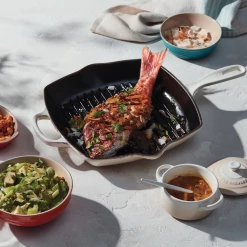 Discount 🤩 Le Creuset 10.25" Square Signature Cast Iron Grill Skillet | Meringue White 💯 -Le Creuset Shop meringue