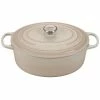 Hot Sale 👍 Le Creuset 6.75 Qt. Oval Signature Dutch Oven With Stainless Steel Knob | Meringue White ❤️ -Le Creuset Shop meringue 6.75 qt oval dutch oven 1