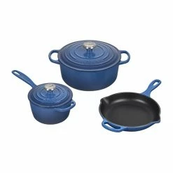 Brand new 👍 Le Creuset 5-Piece Signature Cookware Set With Stainless Steel Knobs | Marseille Blue 🧨