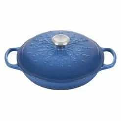 Promo 🛒 Le Creuset 2.25 Qt. Signature Braiser With Stainless Steel Knob | Noel (Marseille Blue) 💯