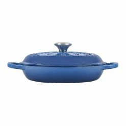 Promo 🛒 Le Creuset 2.25 Qt. Signature Braiser With Stainless Steel Knob | Noel (Marseille Blue) 💯 -Le Creuset Shop noelbraiser6