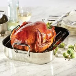 Deals 😉 All-Clad Nonstick Roaster With Rack | Large - 16" X 13" 🎉 -Le Creuset Shop non stick roasting pan w rack 16 x 13 all clad e751s264 1