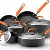 Top 10 👏 Rachael Ray Hard Anodized II Cookware Set W/ Orange Handles: 10pc 👍 -Le Creuset Shop rachael ray cookware hard anodized ii aluminum 10pc set orange handles 87375 compressed