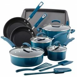 Flash Sale 🧨 Rachael Ray Marine Blue 14 Piece Enamel Cookware Set 🔥