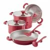 Discount 👏 Rachael Ray 8-Piece Enameled Stacking Cookware Set | Red Shimmer 🌟 -Le Creuset Shop redshim1